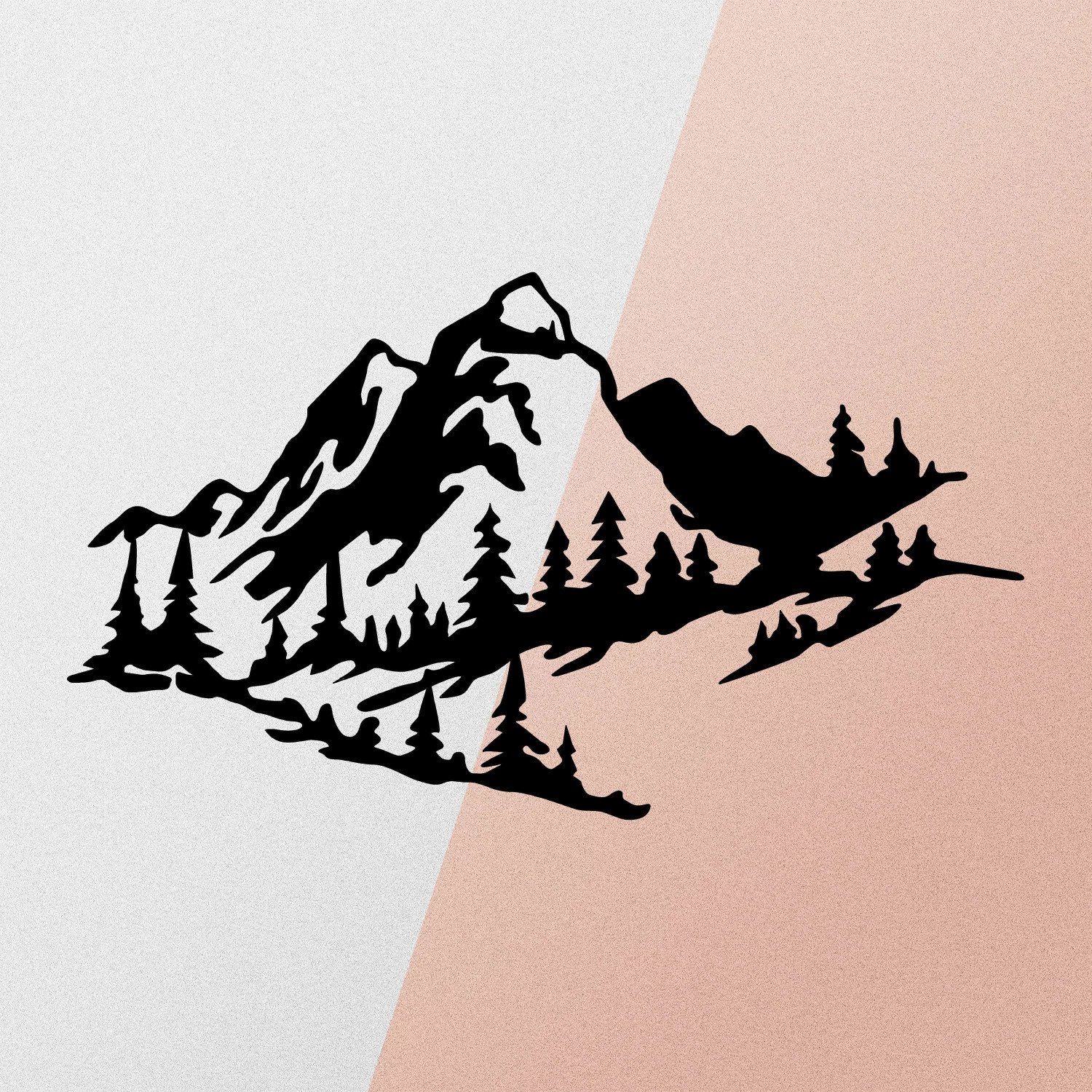 Aksesor dekorativ metalik për mur, Wallity, dekor mali, ngjyrë e zezë, 47x40cm