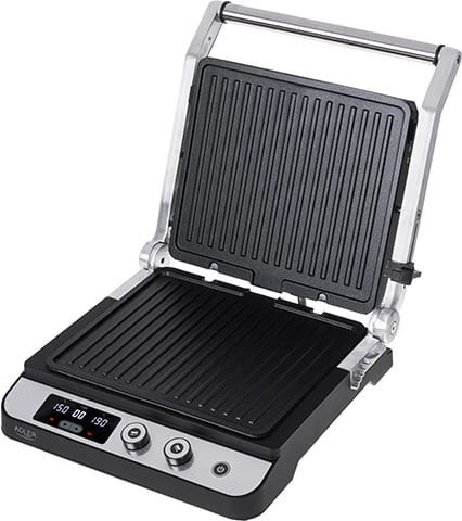 Grill elektrik, Adler, AD 3059, LED 2‑në‑1, 3000W, temperaturë 60‑230°C, timer 1‑99 min, dy palë pllaka