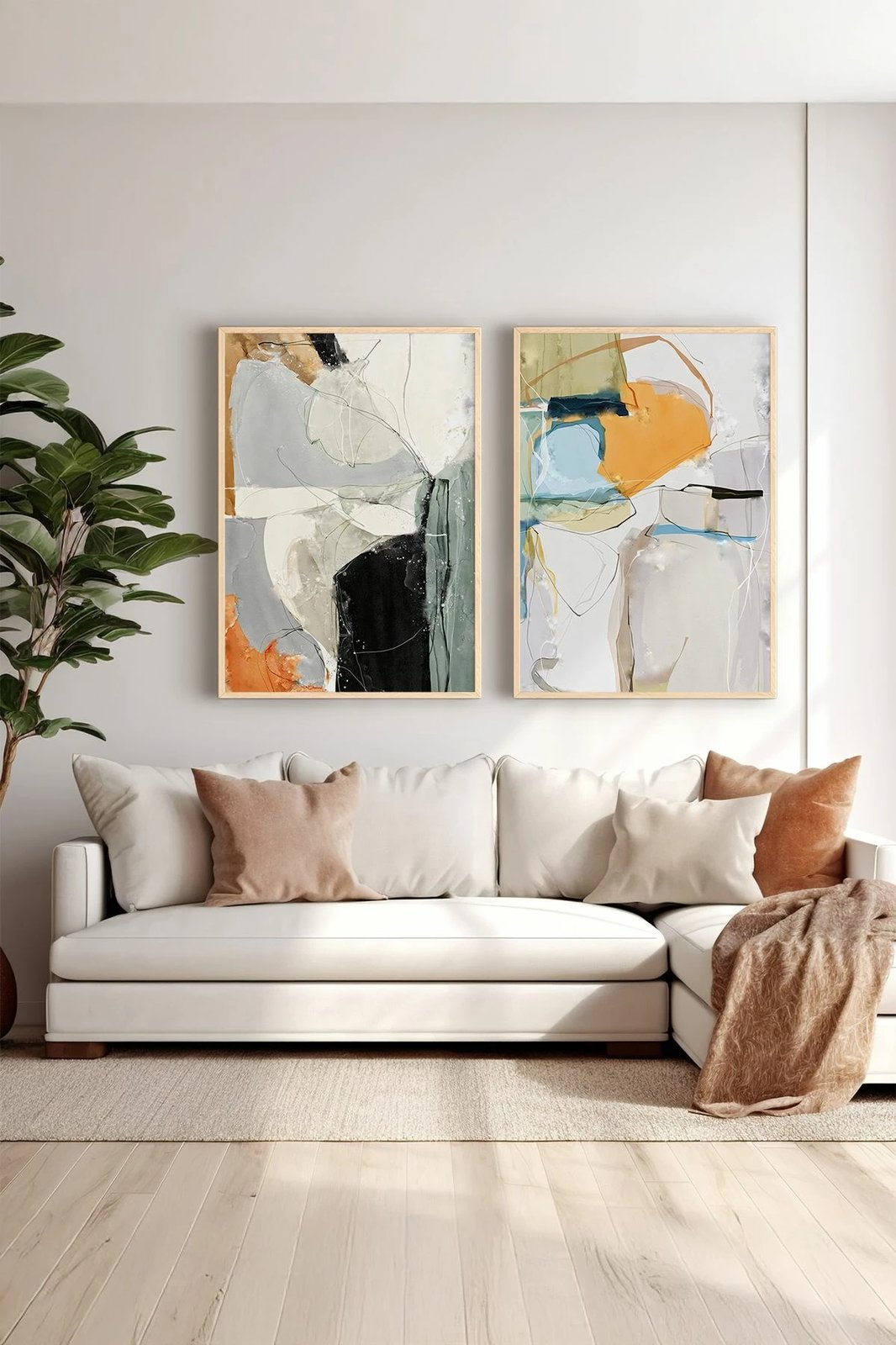 Pikturë dekorative me kornizë (2 copë), Wallity, Ersy2Lımodel3-Ahsap