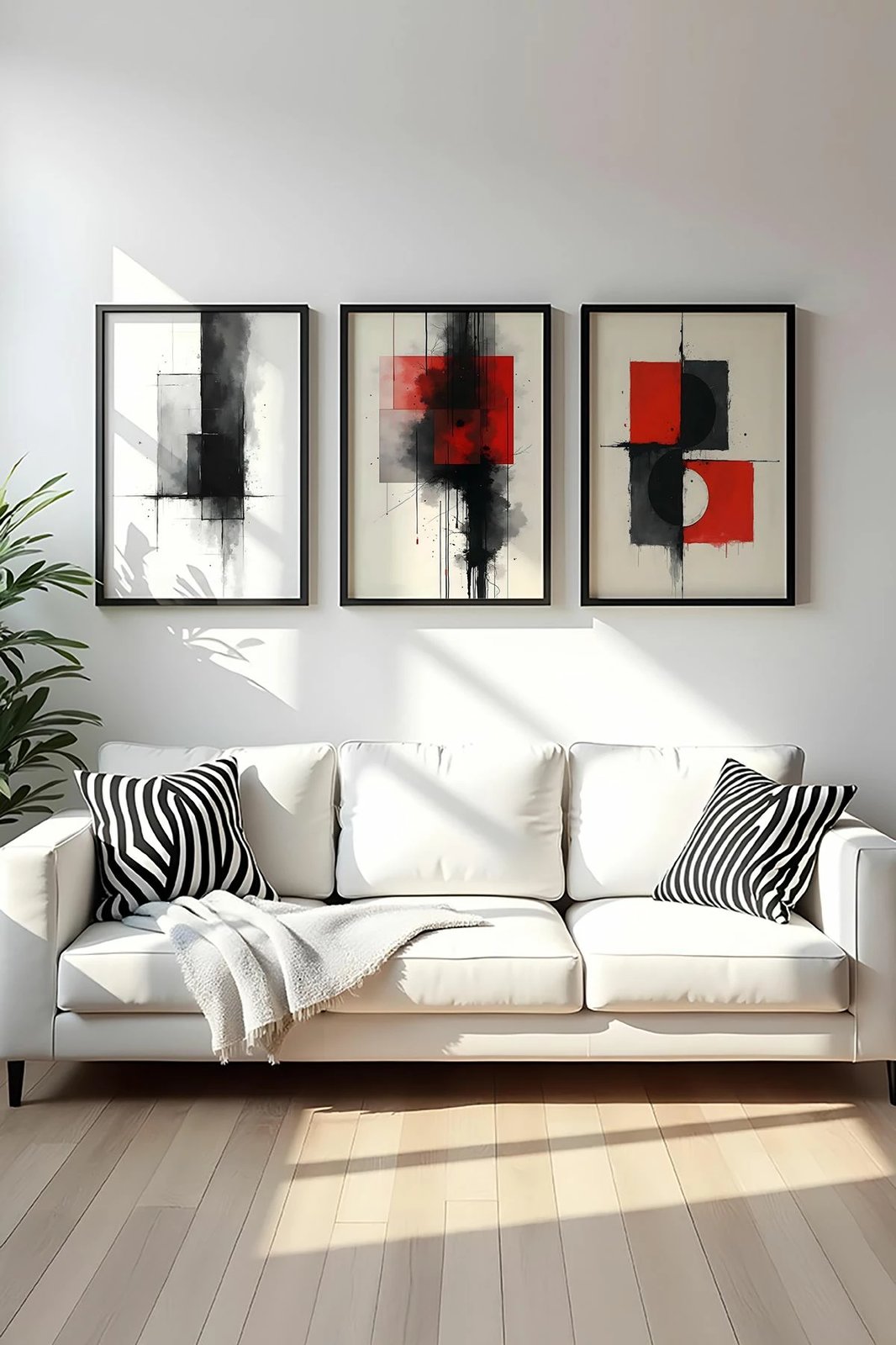 Pikturë dekorative me kornizë MDF (3 copë), Wallity, Huhu440, 50x70cm