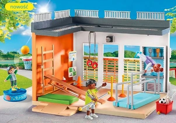 Set lodrash Playmobil City Life 71328 me figura dhe sallë sportive, 72 pjesë
