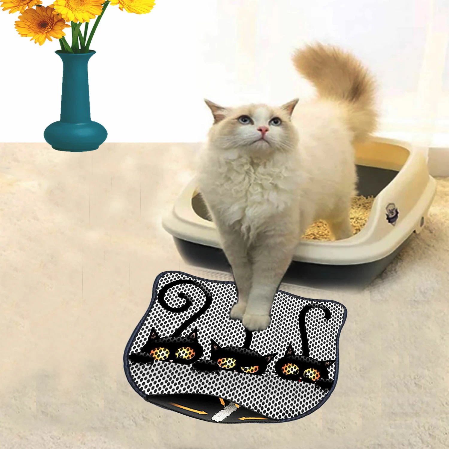 Tapet për rërë mace, shumëngjyrësh, Paws & Whiskers, Kdkafa0127, 40x50cm