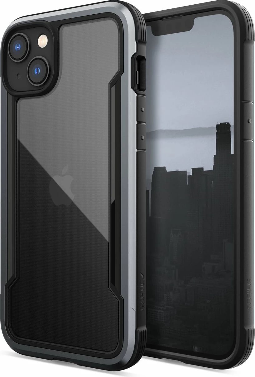 Mbështjellës Raptic X-Doria Shield për iPhone 14, i zi, me kornizë alumini, MagSafe