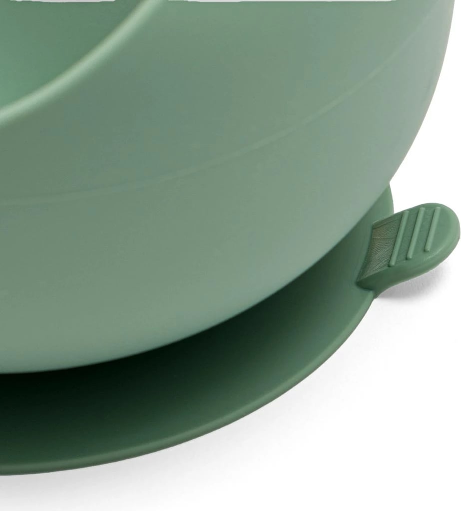 tas silikoni me bazë thithëse, New Baby, për ushqim bebe, i përshtatshëm mikrovalë/larëse enësh, rezistent temperaturës, jeshile