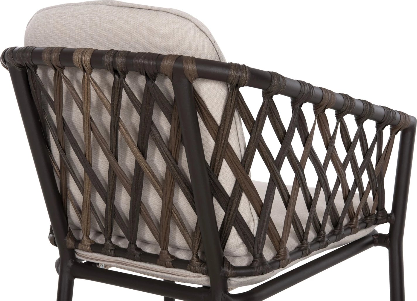 Karrige alumini BOLLY FH6080, kornizë kafe-sintetik ratan, jastëkë kafe-bezhë, 58.5x67x86H cm, set prej 4 copë