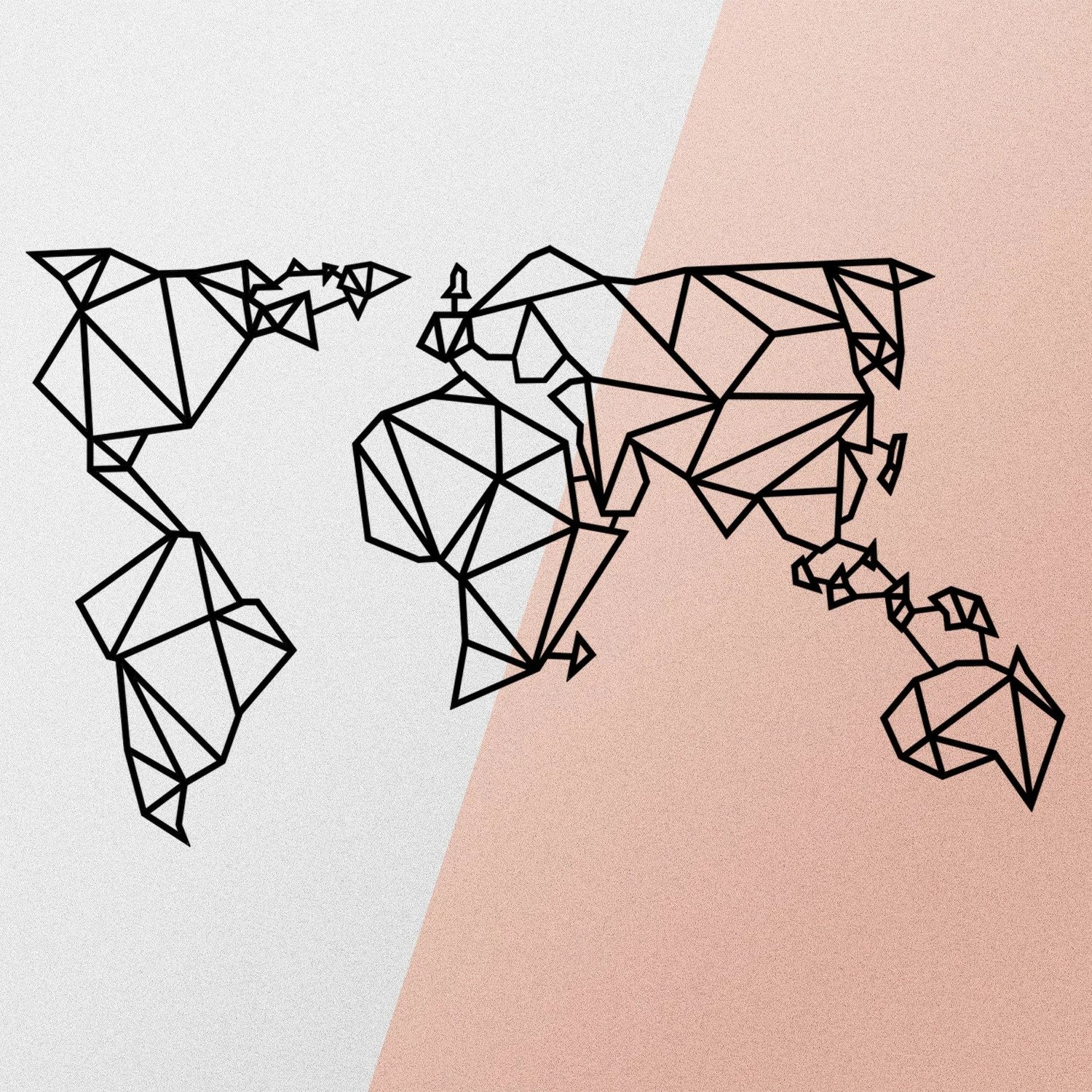 Aksesor dekorativ metalik për mur, hartë bote, Wallity, 140x80cm