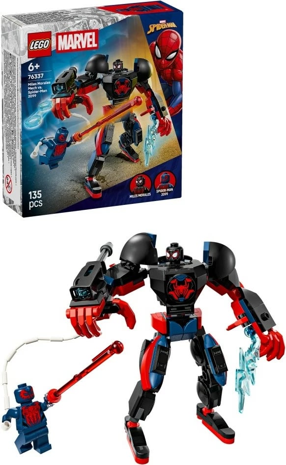 Set LEGO Marvel 76337 Miles Morales vs. Spider-Man 2099, 135 pjesë, 6+