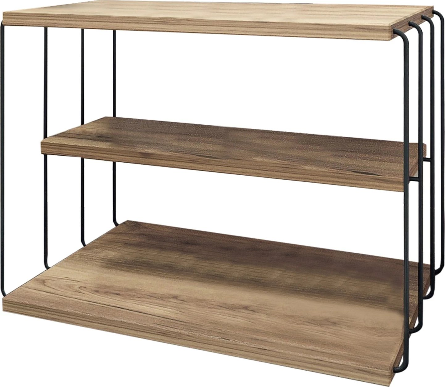 Tavolinë anësore dy-katëshe, ngjyrë Atlantic Pine dhe e zezë, Lifon Hanah Home