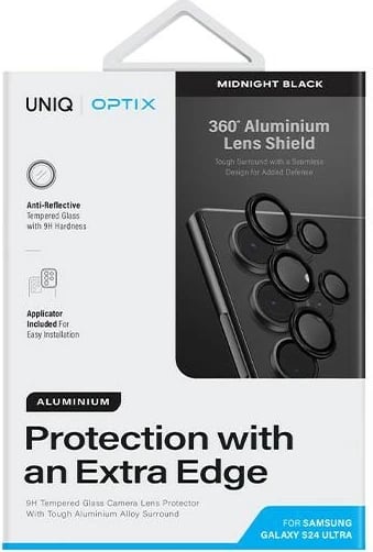 Mbështjellës alumini për lente kamerë UNIQ Optix, për Samsung Galaxy S24 Ultra, i zi