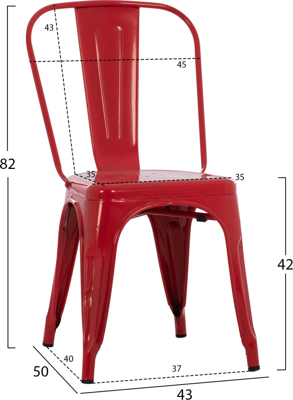 Karrige për ngrënie MELITA-PRO FH8641.44 metalike e kuqe 44x47x84.5Hcm