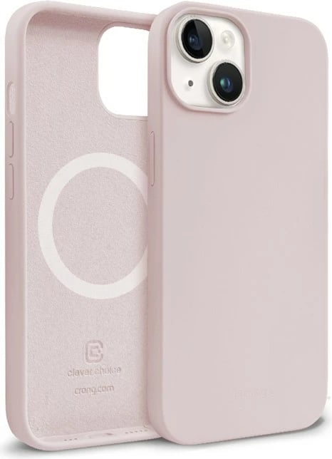 Mbështjellës CRONG Color Cover Magnetic për iPhone 14 / iPhone 13, silikon, Sand Pink