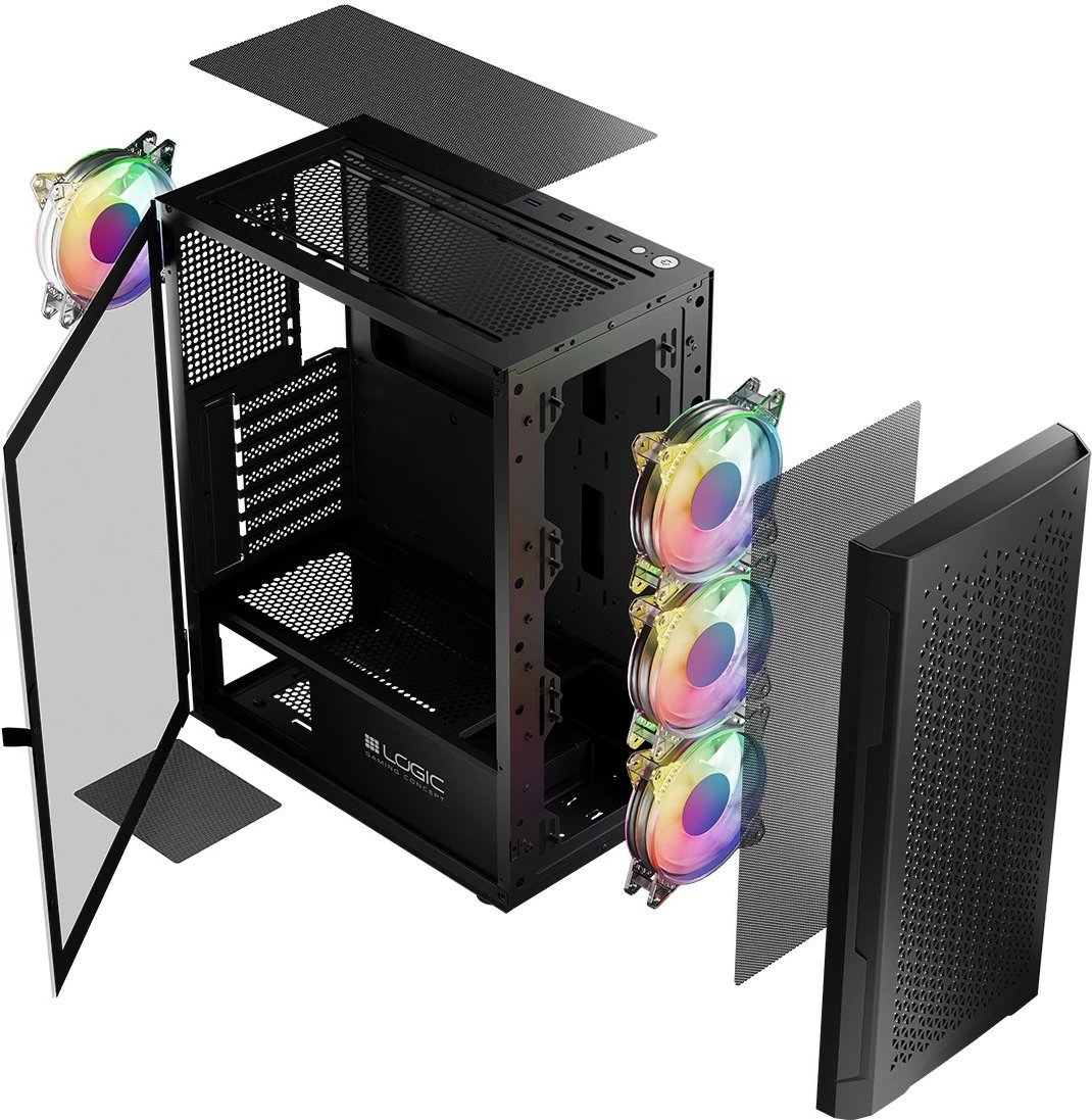 Kasë Logic Concept Aramis ARGB Midi Tower, ATX, e zezë Kasë Logic Concept Aramis ARGB Midi Tower, ATX, e zezë