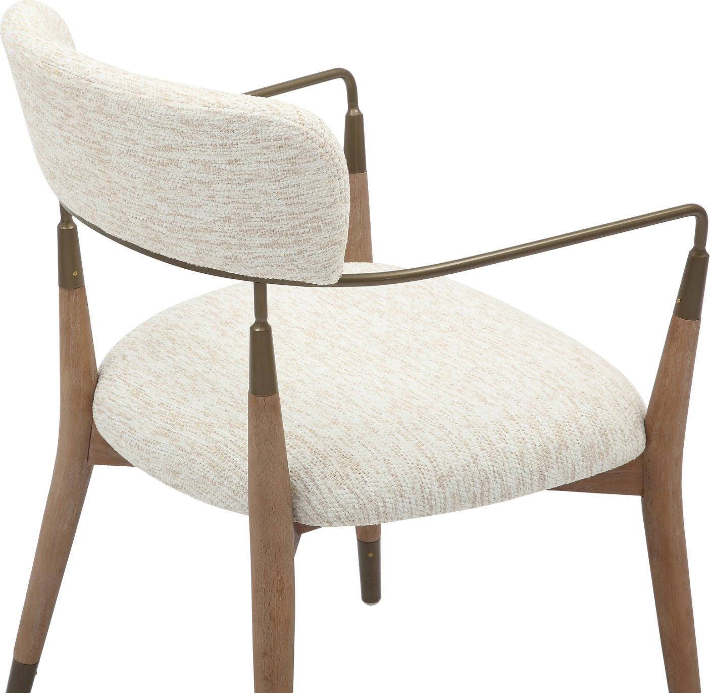 Karrige për ngrënie ROY FH9978.01, këmbë druri ahu, krahë metali, pëlhurë ngjyrë ecru, 51x48x77,5H cm, set prej 2 copash