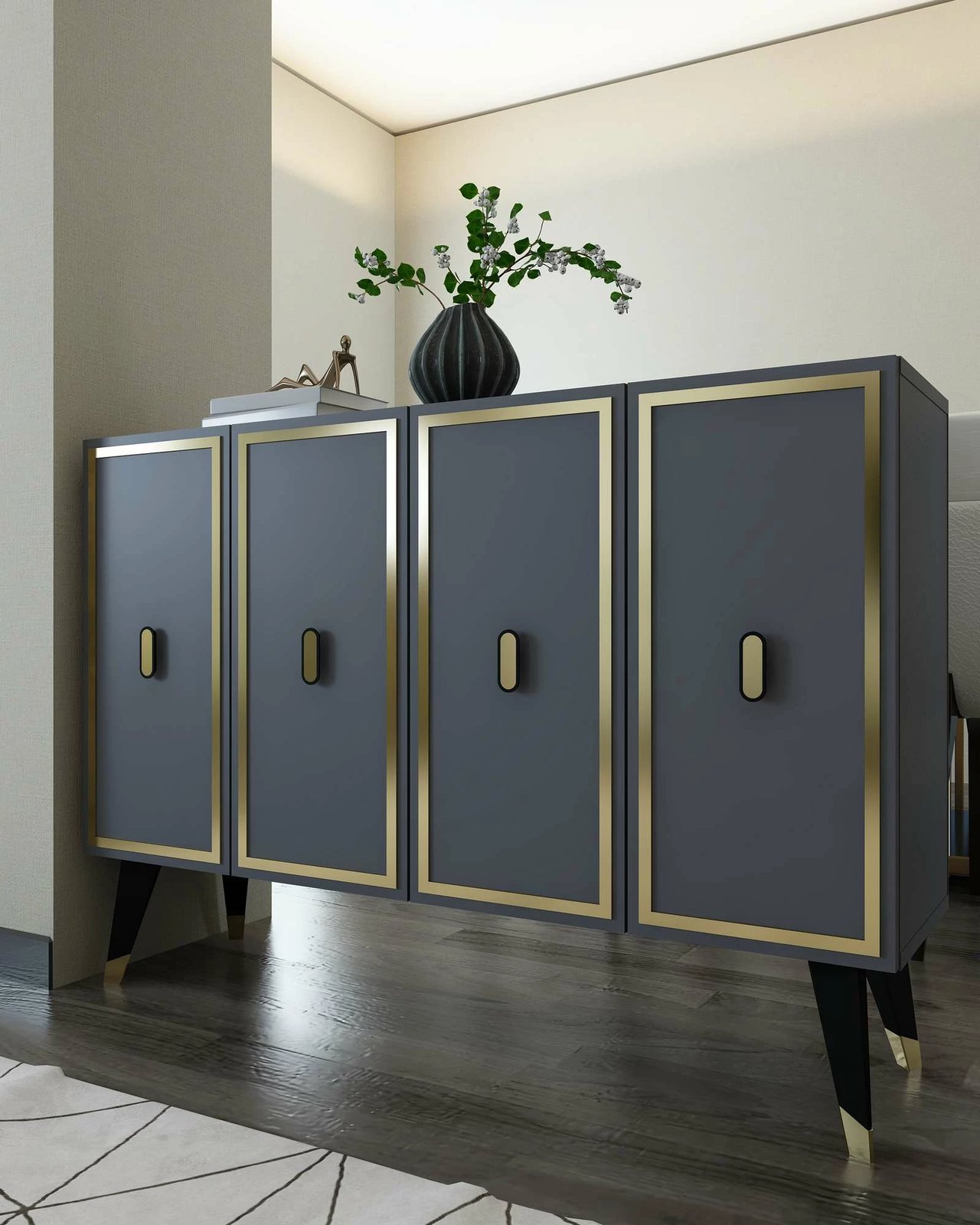 Konsol Skye Decor, anthracite, e zezë, ari, 8173KM-32