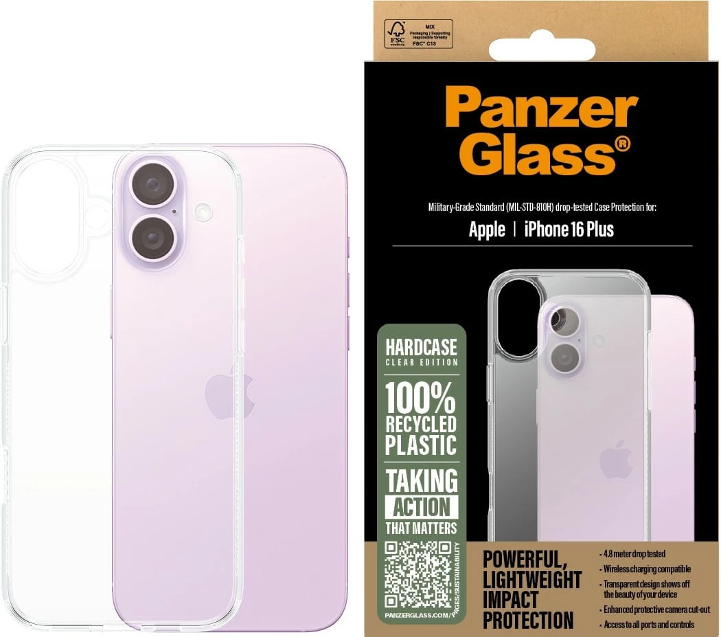 Mbështjellës PanzerGlass HardCase iPhone 16 Plus transparent