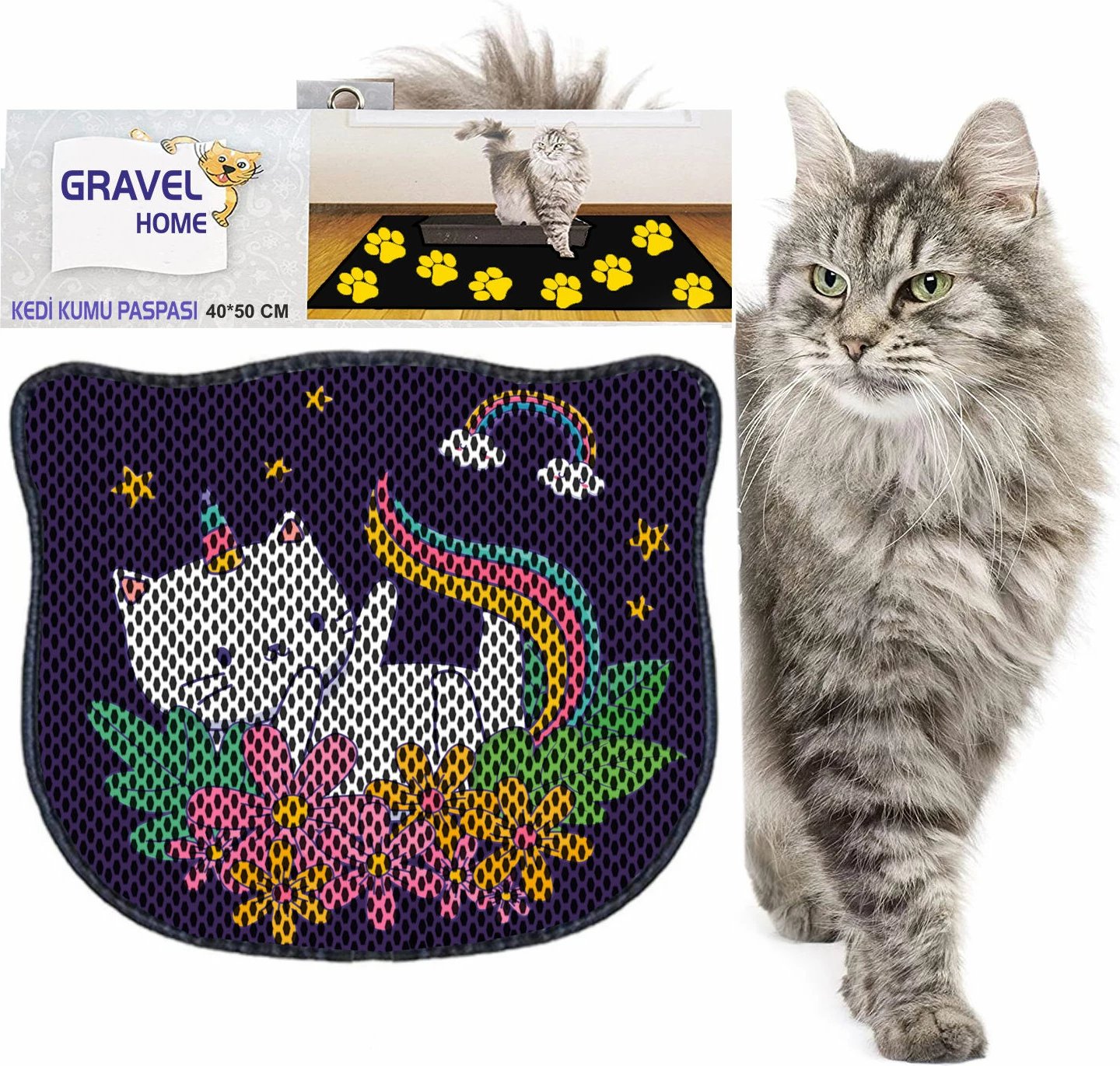 Tapet për rërë maceje, shumëngjyrësh, Paws & Whiskers, Kdkafa0052, 40x50cm