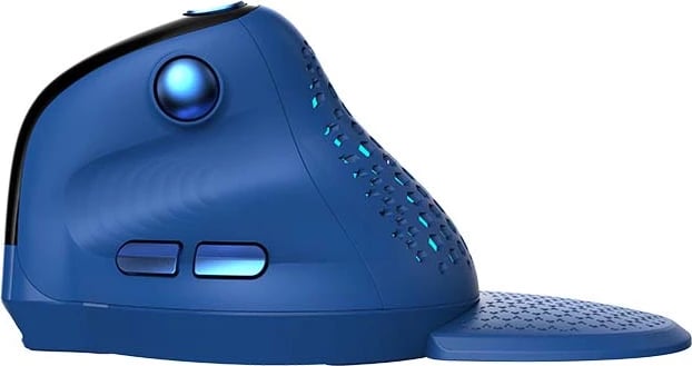 Maus vertikal Delux M618XSD, wireless BT+2.4G, OLED, RGB, USB-C, Blu