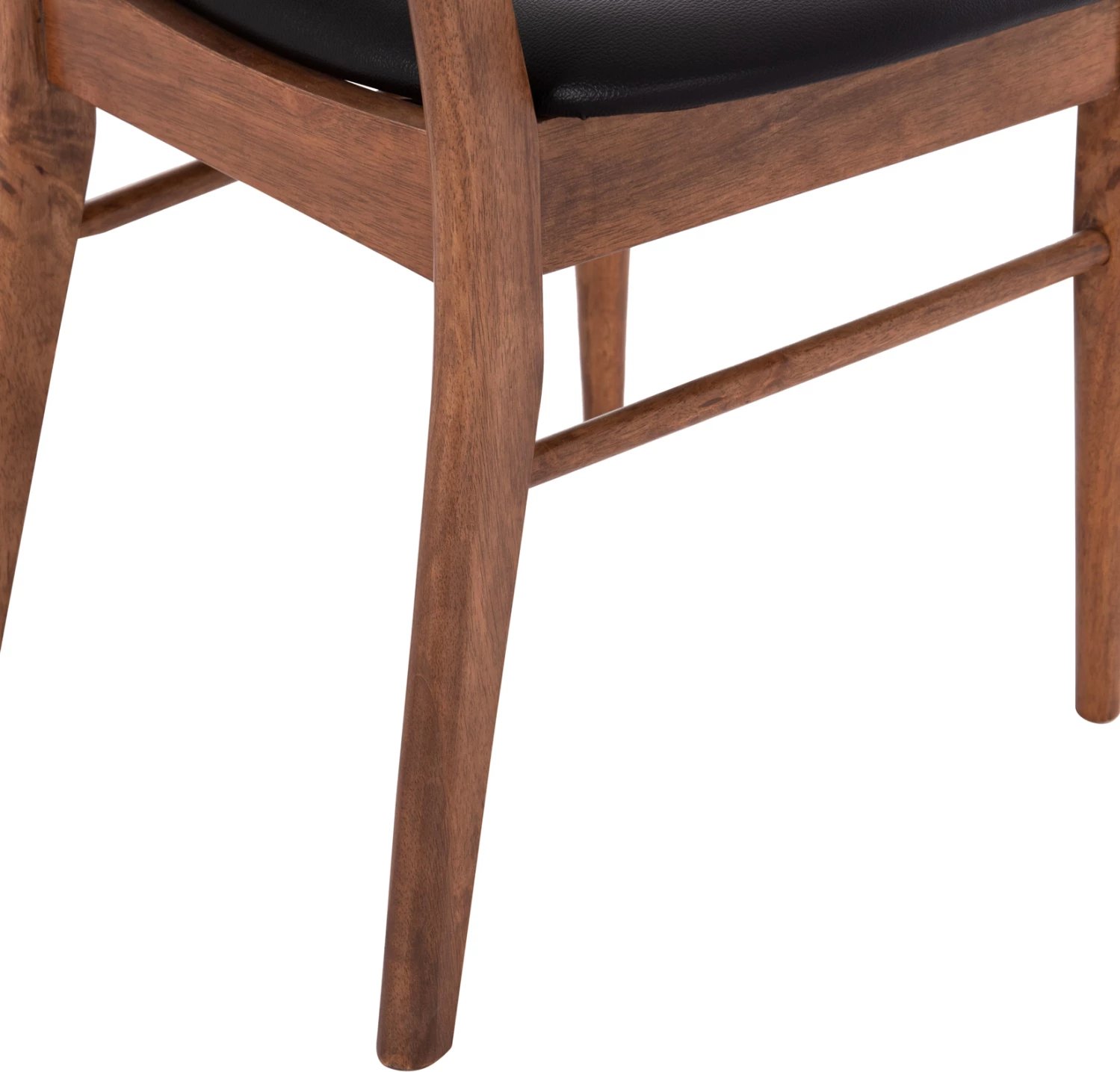 Karrige ngrënieje SEKOR, set 2 cope, dru kauçuku, ngjyrë arre, ulëse lëkurë sintetike e zezë, 51x48x79cm