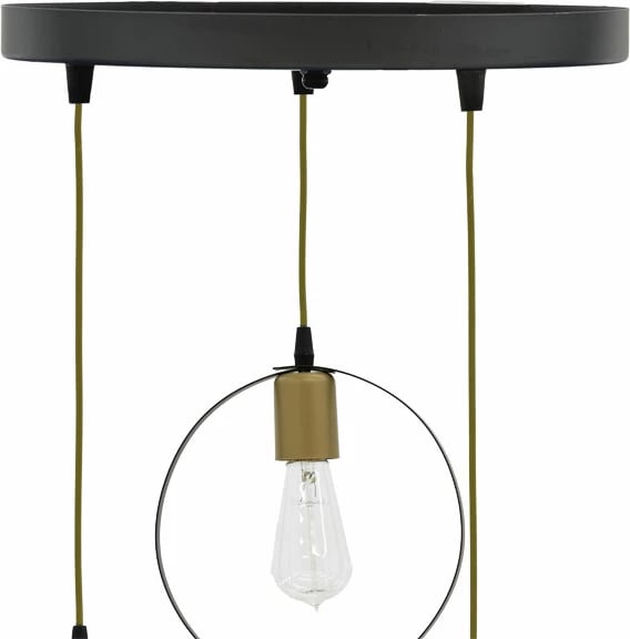 Llambë tavanore me 3 drita, ngjyrë zezë-ari, D30x79cm