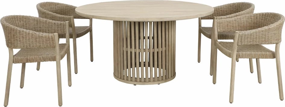 Tavolinë Sumatra, dru akacie, natyrale, 150x150x76cm