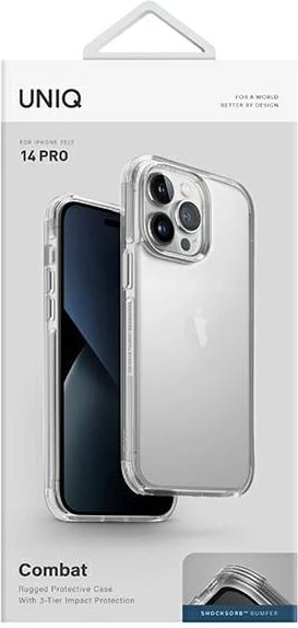 Mbështjellës UNIQ Combat për iPhone 14 Pro, Transparent