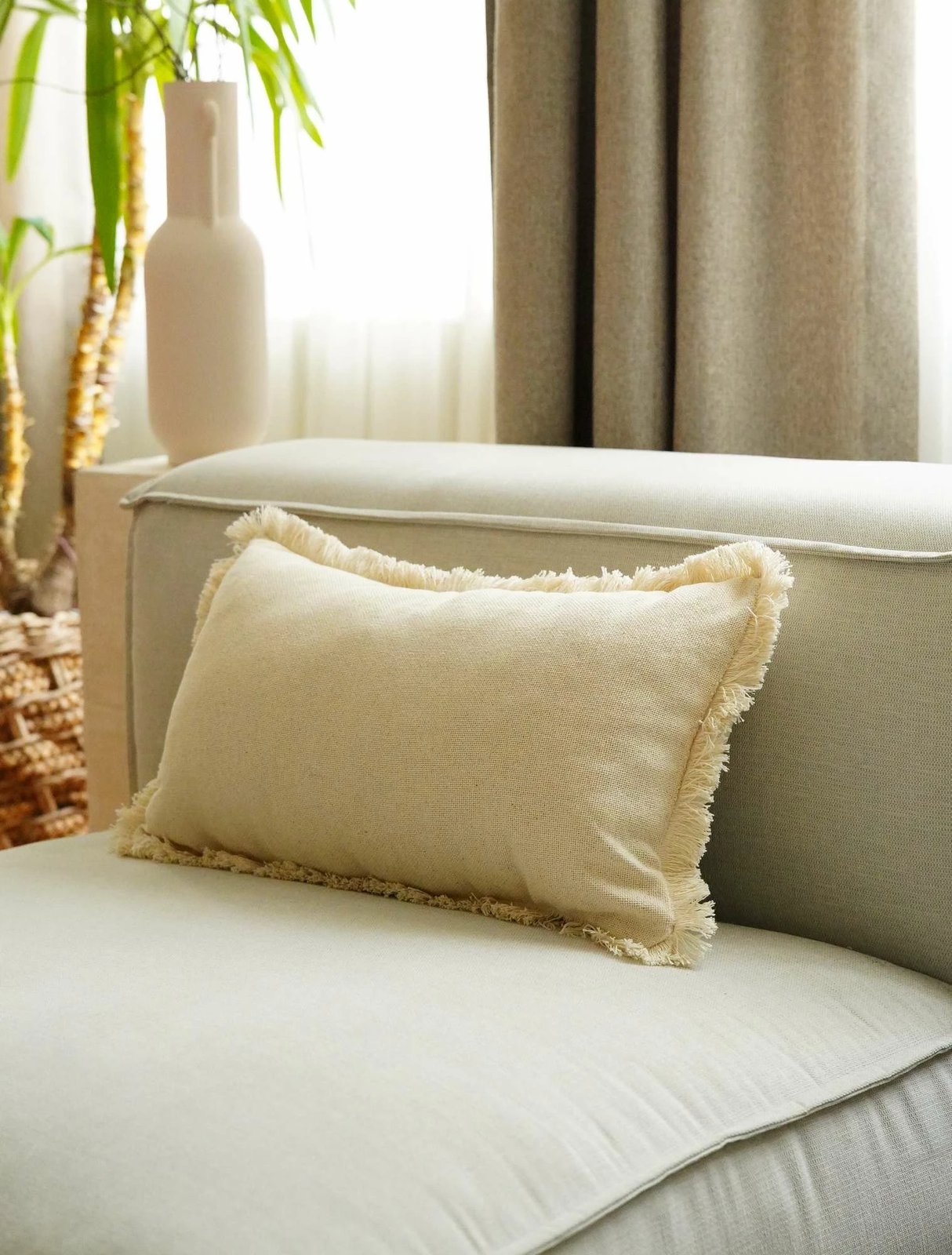 Jastëk mbulesë, 100% pambuk, ngjyrë bezhë, KET006, 30x50cm