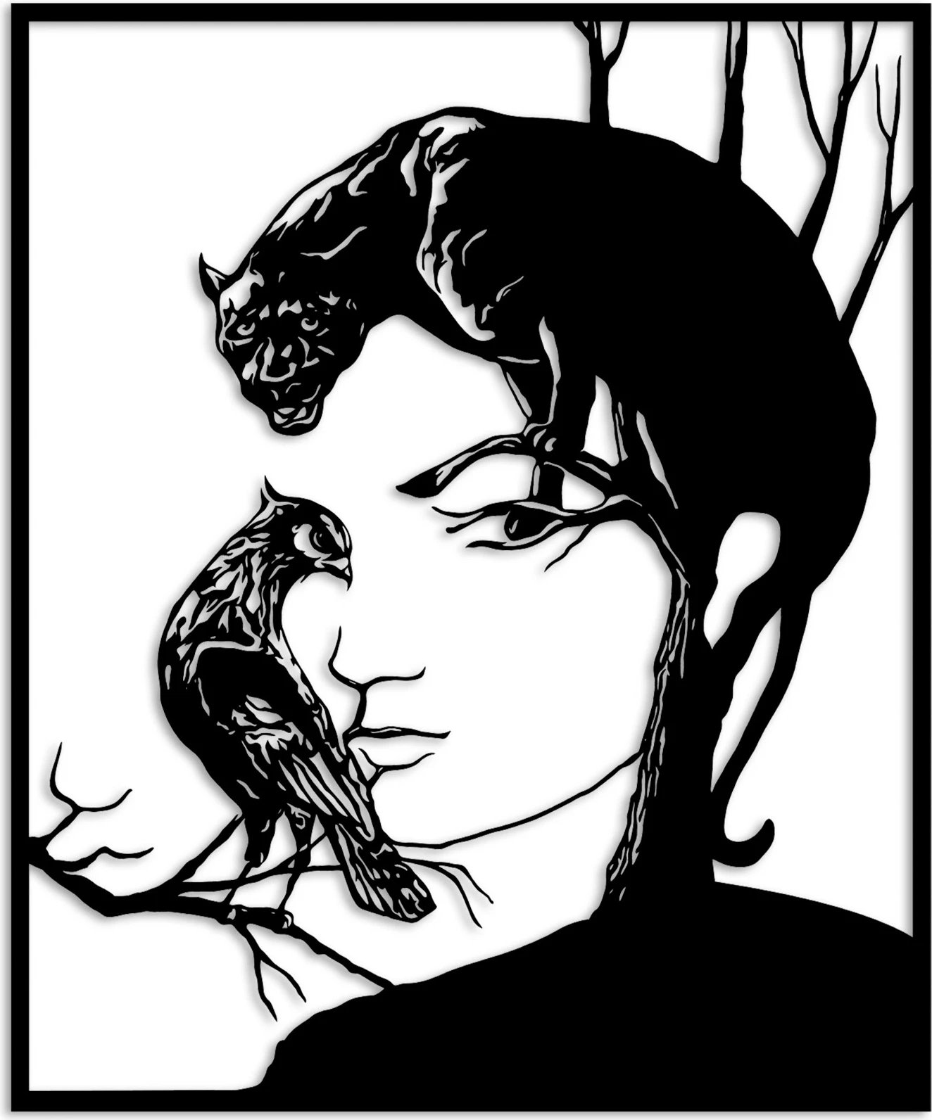 Aksesor dekorativ metalik për mur, Wallity, Illusion, ngjyrë e zezë, 46x56cm