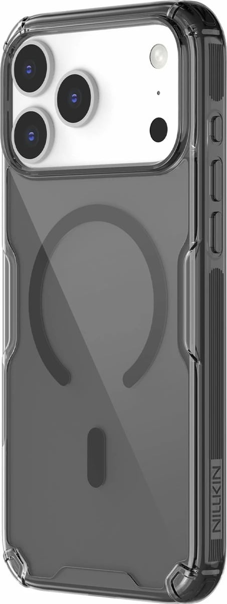 Mbështjellës Nillkin Nature TPU Pro Magnetic për iPhone 17 Pro Max, MagSafe, Gjysem-transparent, Zi