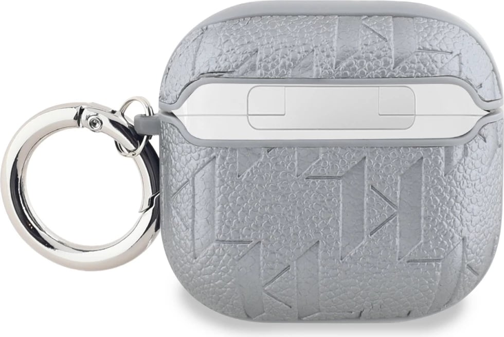 Mbështjellës Karl Lagerfeld Monogram Karl & Choupette Head për AirPods 4, argjendtë