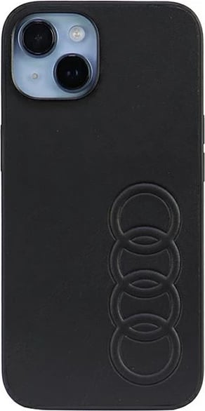 Mbështjellës Audi për iPhone 14, 6.1", lëkurë sintetike, i zi