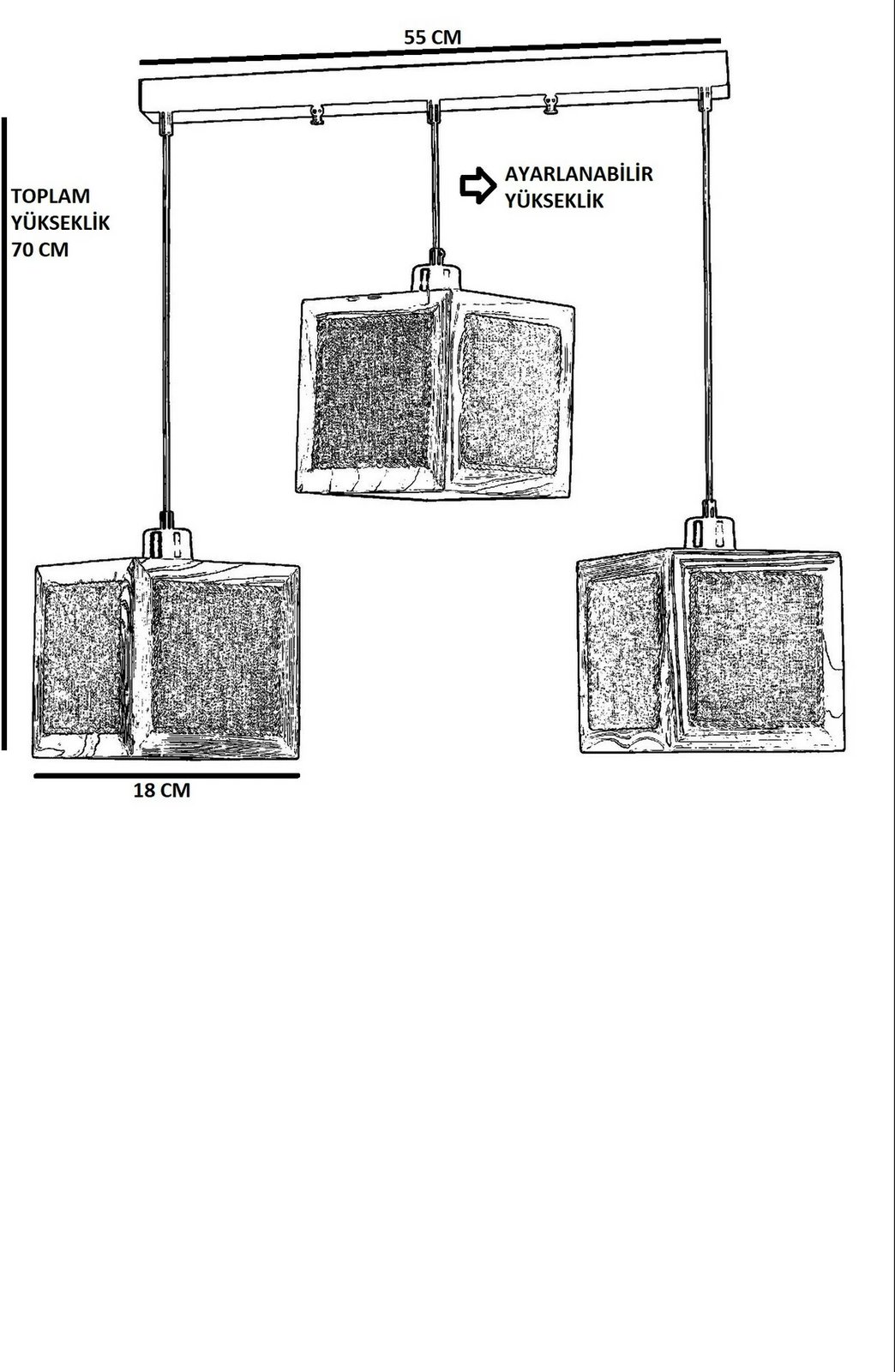 Llambë tavani Opviq, 8703-5, dru bredhi, e zezë dhe ratan