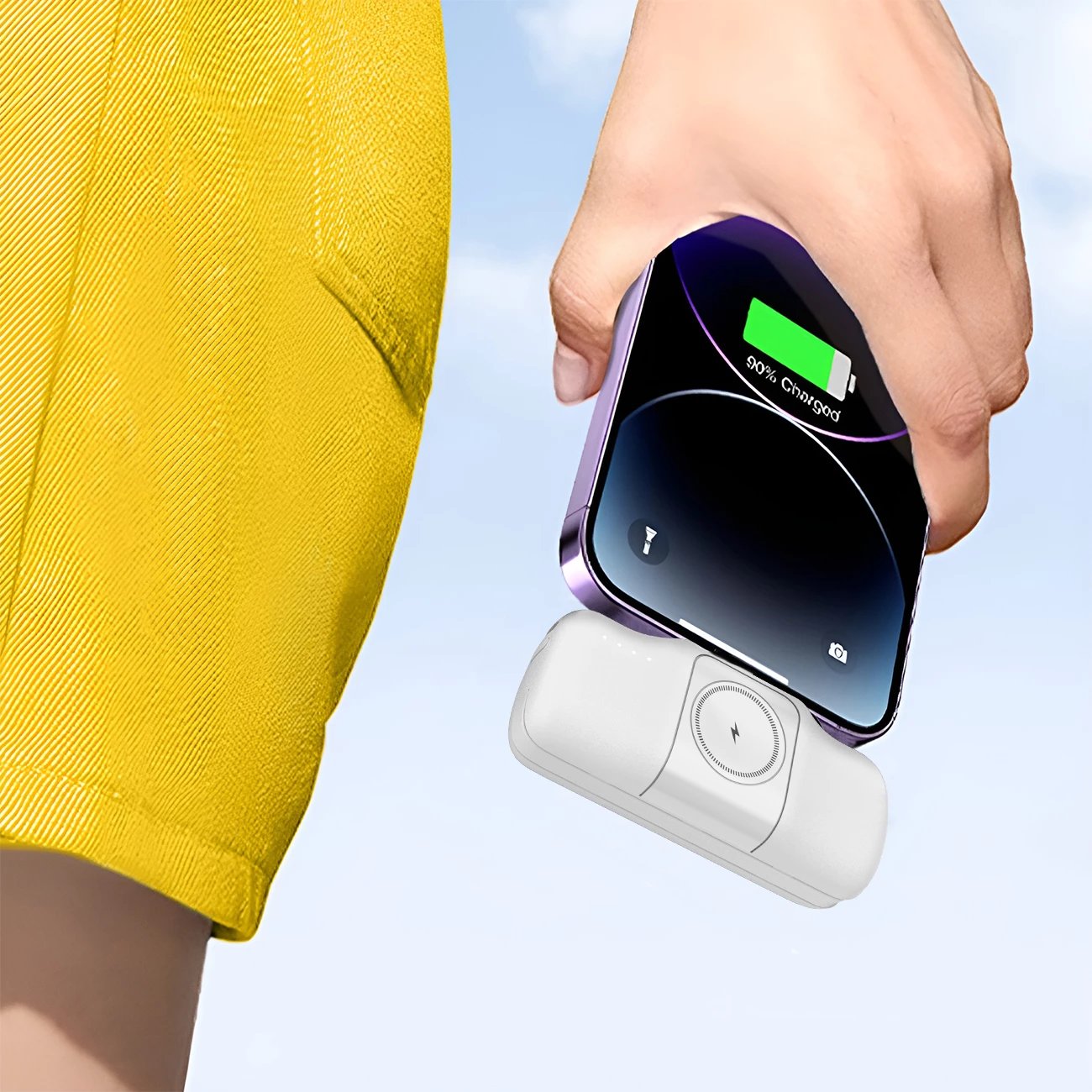 Powerbank Wozinsky WF16-YLS, 5000mAh, 15W, Lightning, USB-C, karikues për Apple Watch, Bardhë