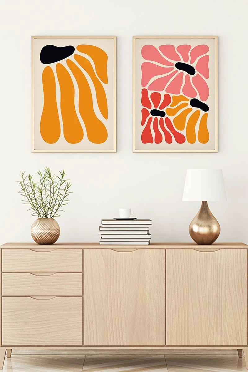 Pikturë dekorative me kornizë MDF (2 copë), Wallity, Huhu176, 50x35cm