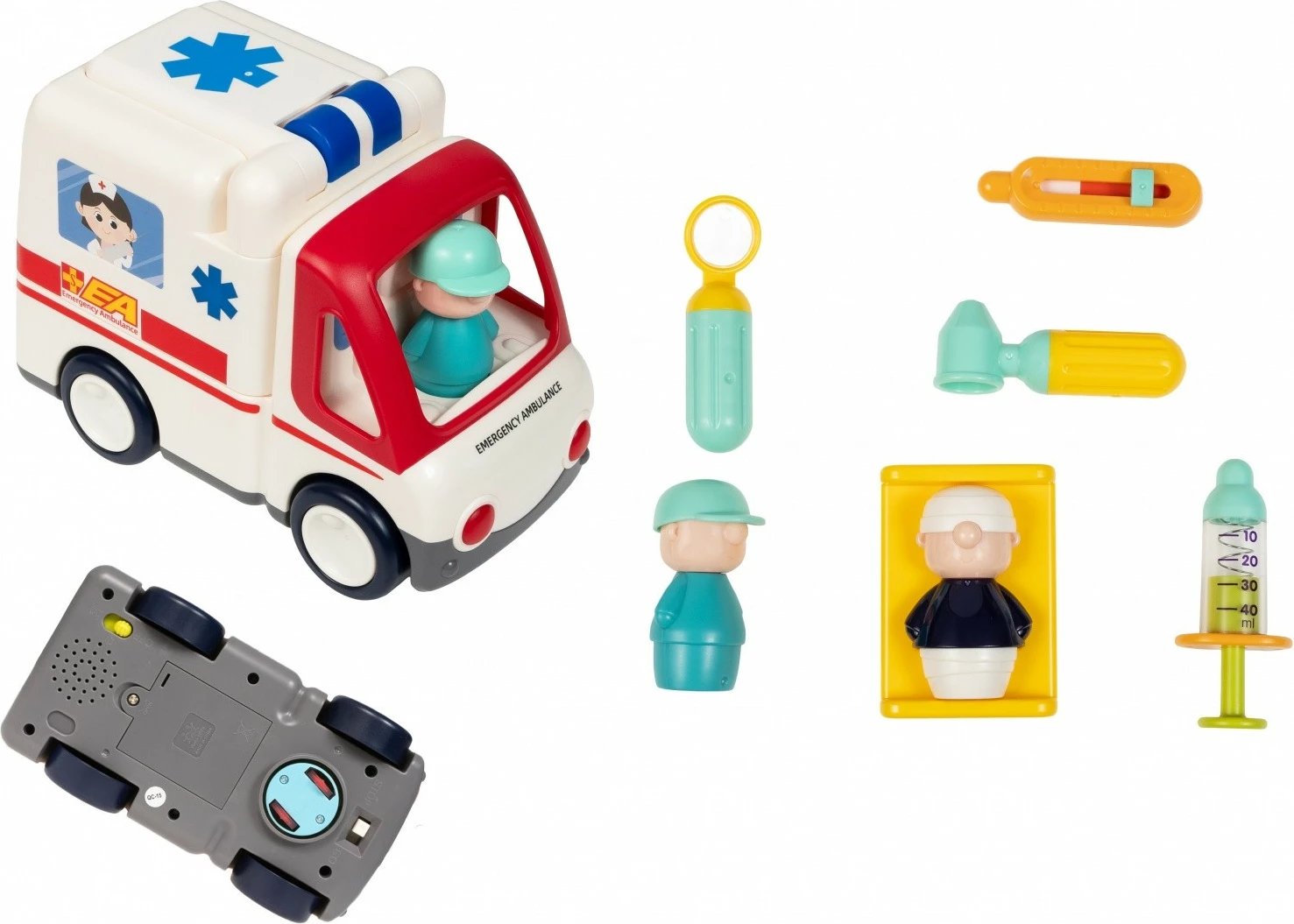 Lodër ambulancë Smily Play Hola E9997, muzikë dhe drita, shumëngjyrëshe