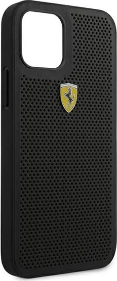 Mbështjellës Ferrari FESPEHCP12LBK për iPhone 12 Pro Max 6.7", i fortë, On Track Perforated, i zi