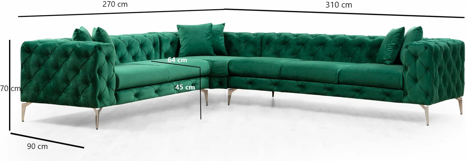 Këndsofa Atelier del Sofa Como, kënd majtas, ngjyrë e gjelbër