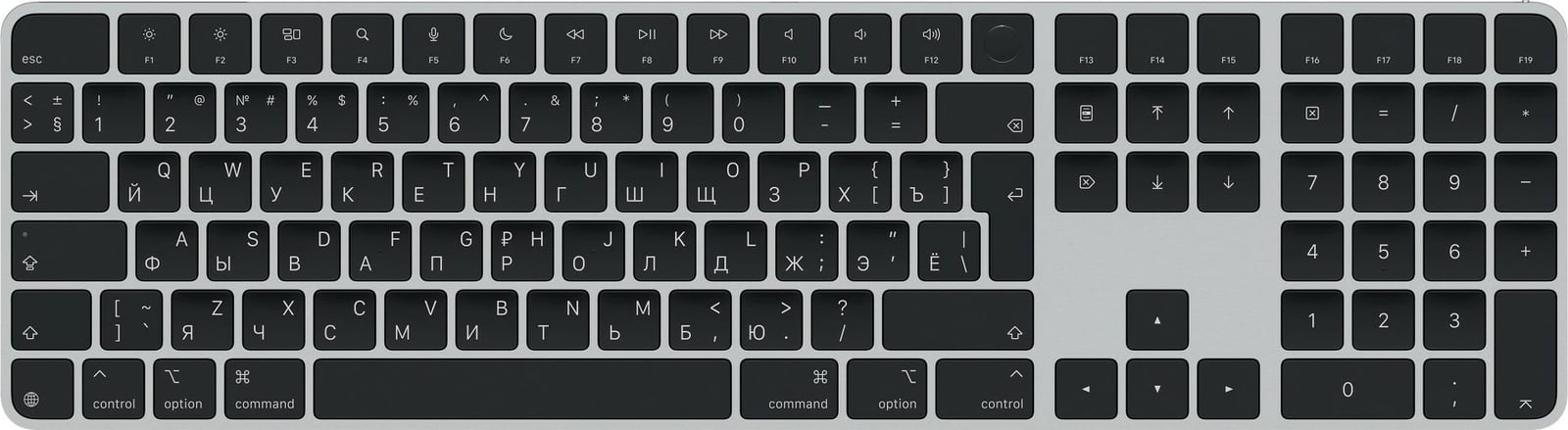 Tastierë Apple Magic Keyboard me Touch ID, QWERTY, USB + Bluetooth, numerike, e zezë