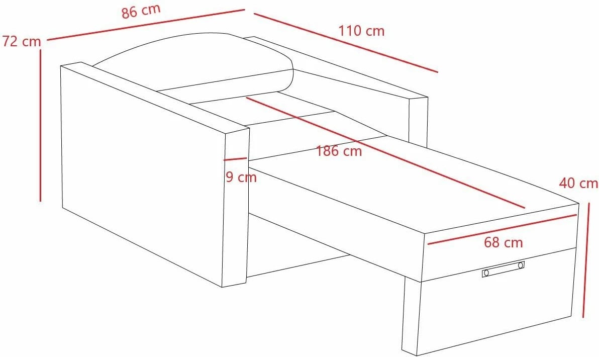 Krevati-karrige një vendi, ngjyrë antracit, Atelier del Sofa, Saros