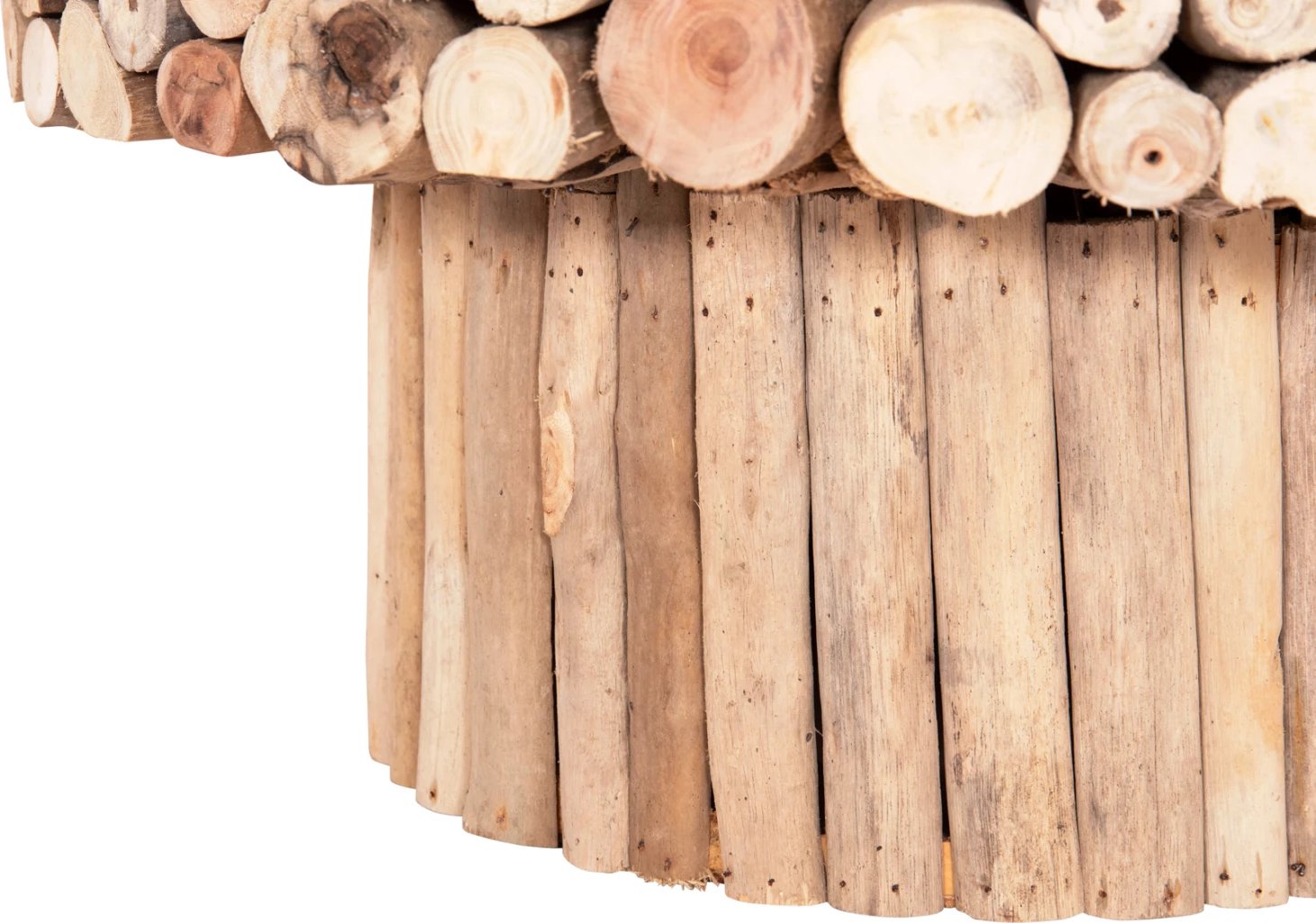 Tavolinë kafeje rrethore SPARROW, dru i larë nga deti, xham, Φ65x51.5cm