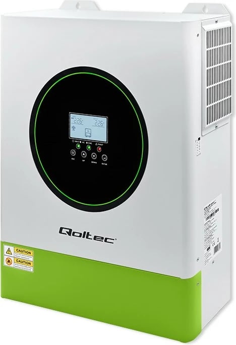 Inverter solar hibrid Qoltec 53862, 11000W, 160A, 48V, MPPT, BMS, Sinus, Wi-Fi, Gjelbër/Bardhë