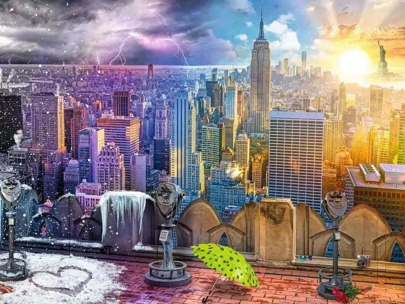 Puzzle 1500 pjesë Ravensburger Polska New York Summer & Winter, 80x60cm