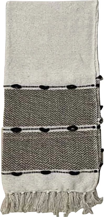 Batanije dekorative Kayla, pambuk, poliester, e bardhë-bezhë-e zezë, 130x170cm