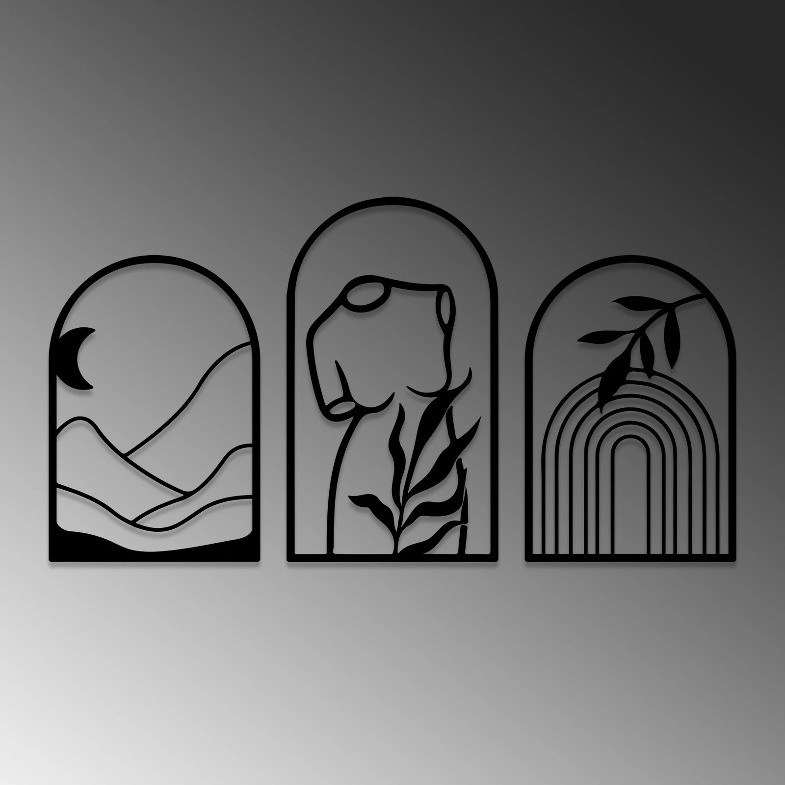 Aksesor dekorativ metalik për mur Wallity, Memorie Trio B, 3 pjesë