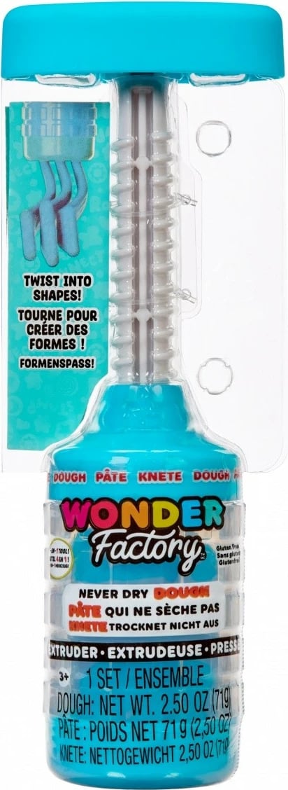 Set plastelinë modeluese MGA Wonder Factory Never Dry Dough me ekstruder, Kaltër