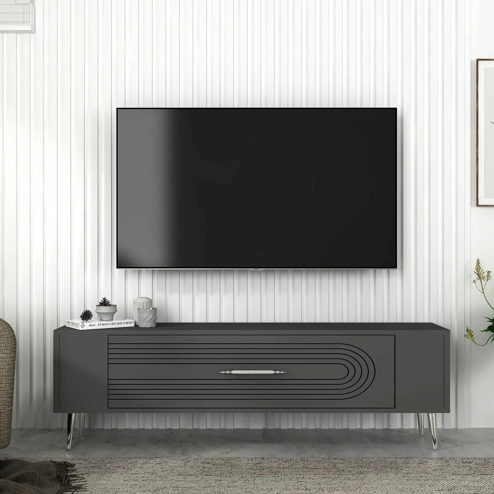 Komodë TV Skye Decor, Retrol3, anthracite, silver