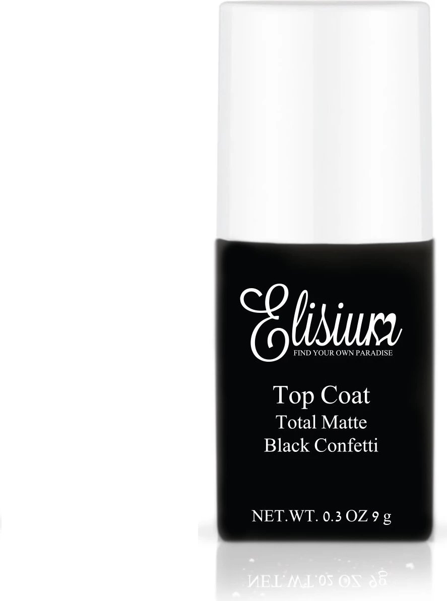 Top Coat mat për thonj Elisium Total Matte Black Confetti 9g