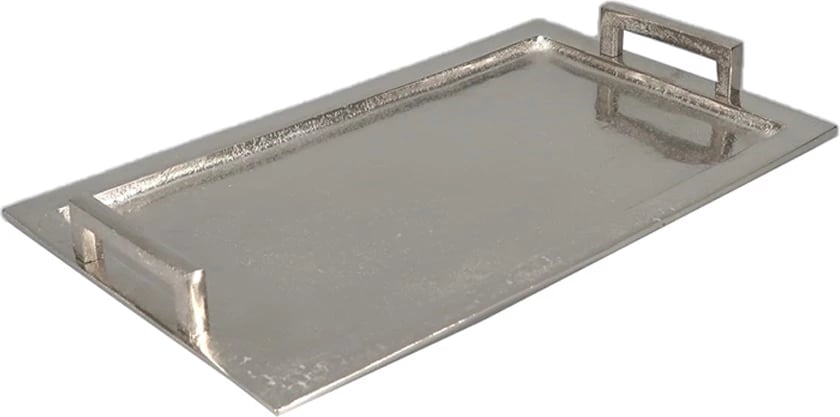 Tabaka dekorative Barra, alumin, argjend, 43x25x5 cm