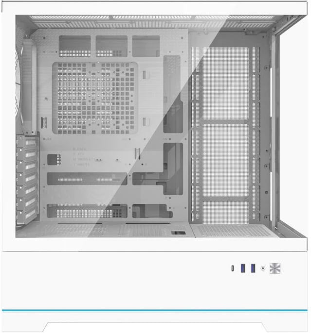 Kasë Darkflash DY451, Big Tower, pa ventilatorë, xham i temperuar, e bardhë