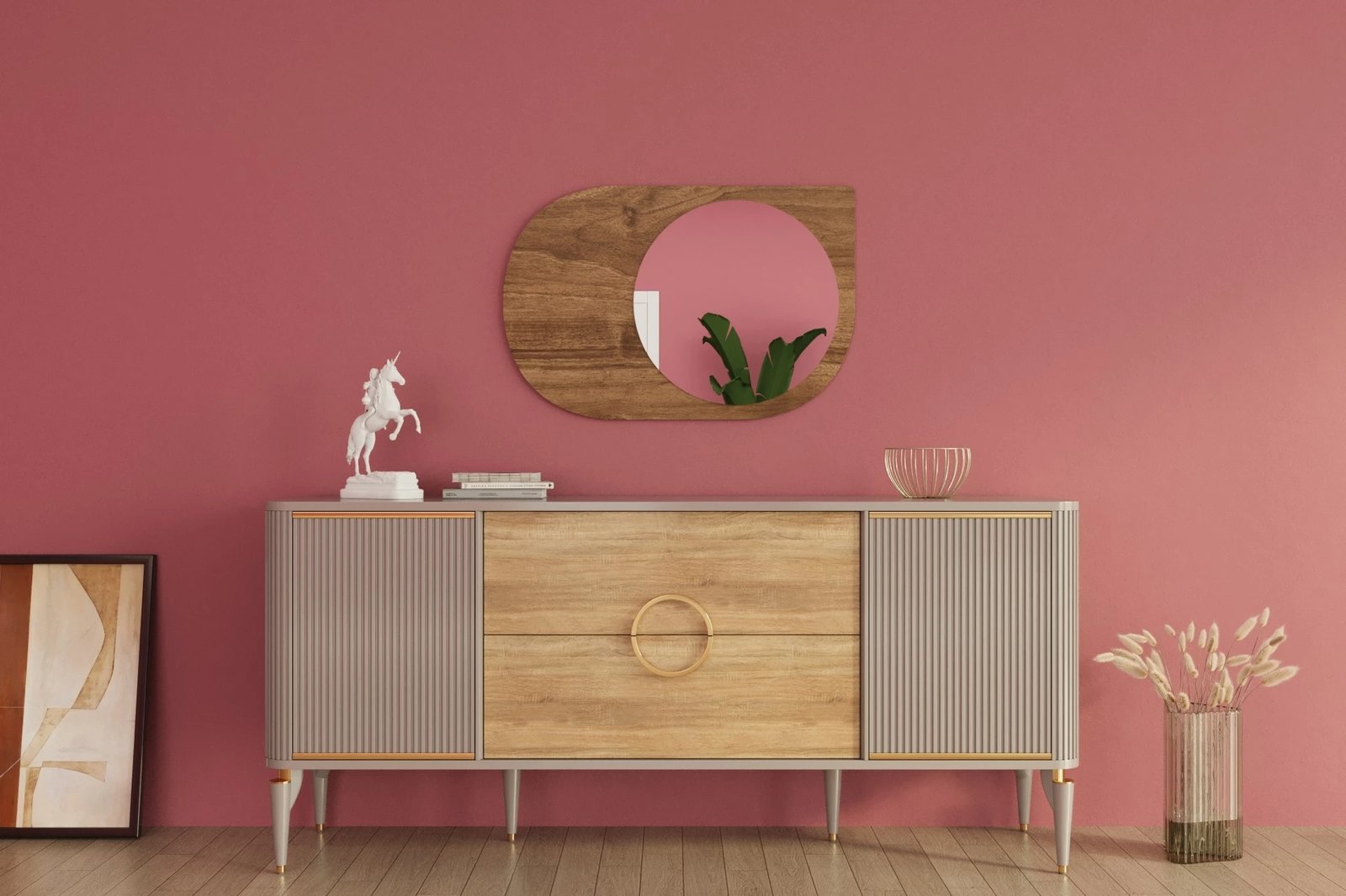 Pasqyrë dekorative, ngjyrë arre, Skye Decor, Pubble