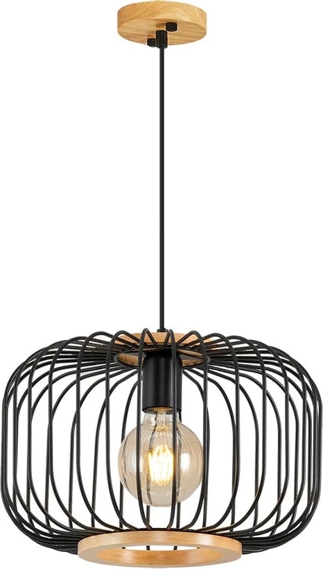 Llambë tavani Opviq, dru dhe metal i zi, L1275